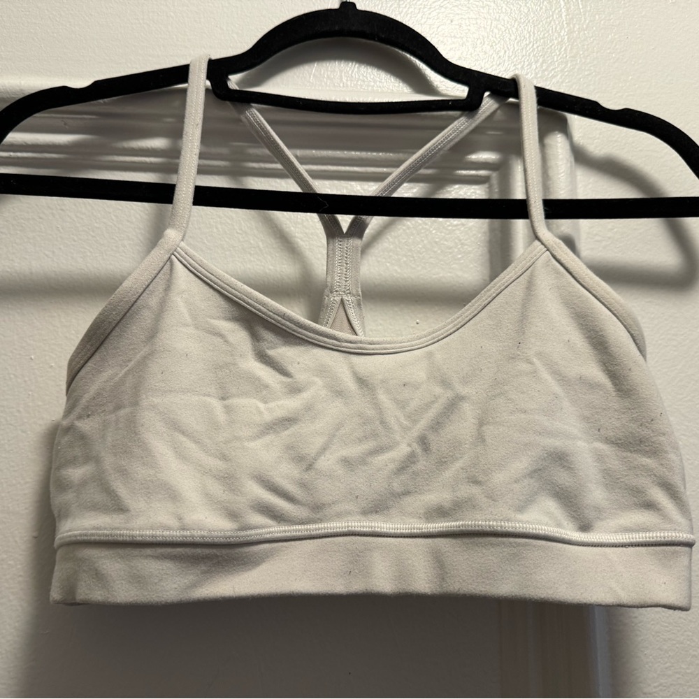 White Lululemon Flow Y bra, size 10